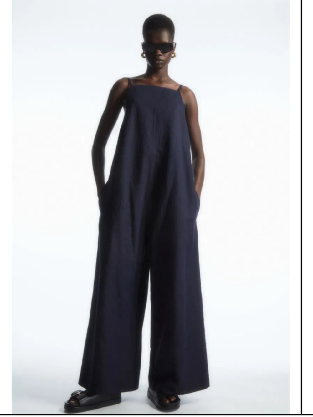 COS Navy Tie-Detail Linen Jumpsuit sz XS - Picture 7 of 10